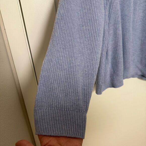 J Crew Sweater Womens Plus Sz 2X Light Blue Knit Crew Neck Buttons Soft Comfort - Picture 5 of 12